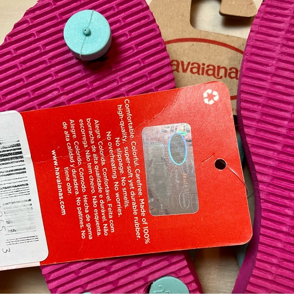 Havaianas toddler pink teal flip flops beach summer 23/24 9C  🩴 - Picture 4 of 7